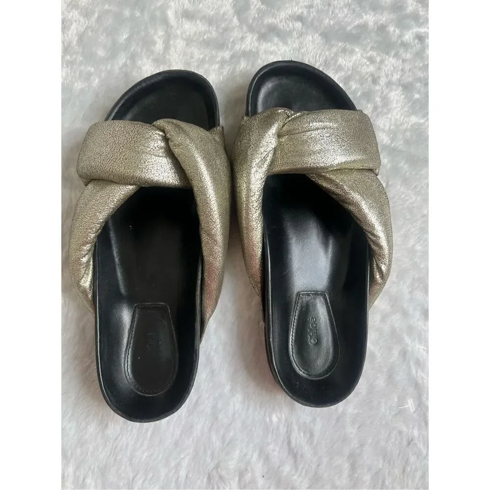 Chole  Nolan  Crinkled Leather Puff Knot Chunky Sandal Slides Size 38